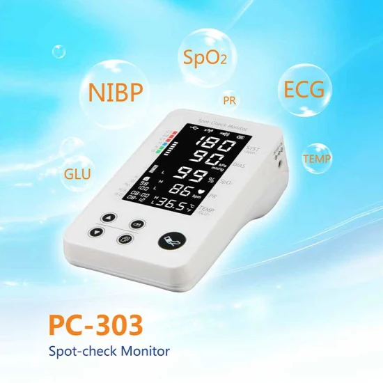 Lepu Blutdruckmessgerät, 4,3-Zoll-SpO2-PR-NIBP-Temp-EKG-Blutzucker-Spot-Check-Patientenmonitor mit kostenloser Smartphone-App